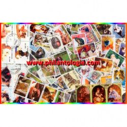 Chats et Chiens 200 timbres thématiques tous différents.