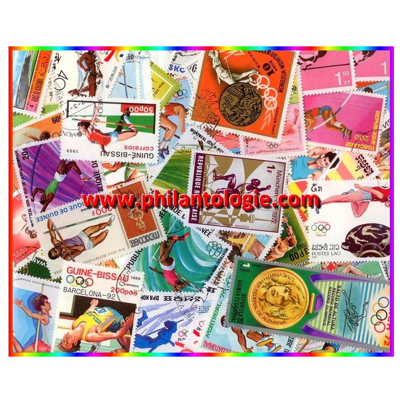 Athlétisme - Sauts 50 timbres thématiques tous différents.