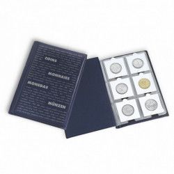 Album numismatique pour ranger 60 monnaies sous étuis carton.