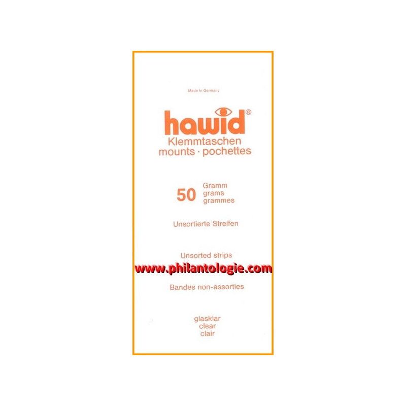 Assortiment de 50 grammes bandes Hawid simple soudure pour timbres.