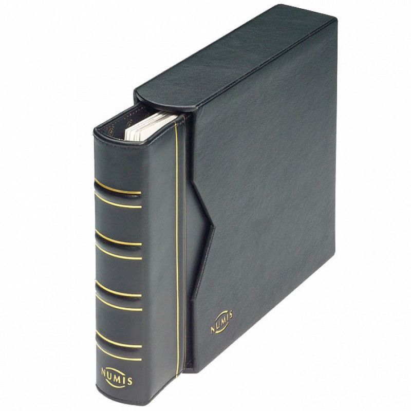 Album noir pour monnaies Numis Leuchtturm en cuir.