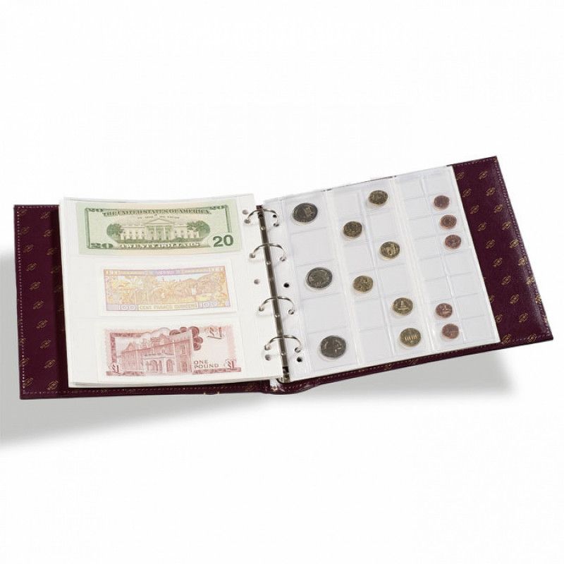 Album noir pour monnaies Numis Leuchtturm en cuir.
