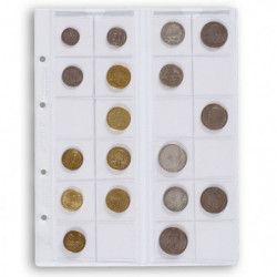 Feuilles numismatiques Optima pour 24 monnaies jusqu'à 34 mm.