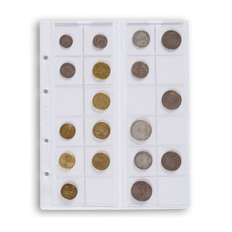 Feuilles numismatiques Optima pour 24 monnaies jusqu'à 34 mm.