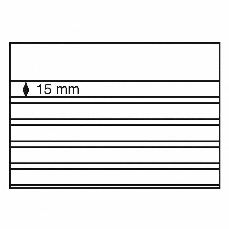 Cartes de classement à 5 bandes PVC pour timbres, 210 X 148 mm.