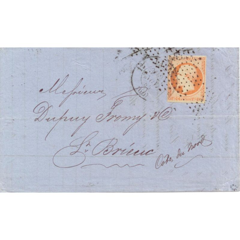 Empire N°16 oblitéré roulette d'étoiles sur pli de Paris 1855. R