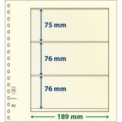 Feuilles neutres Lindner dT recto-verso à 3 bandes pour blocs, carnets de timbres.