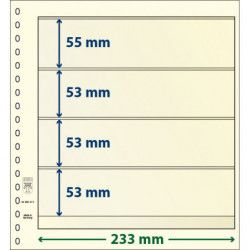 Feuilles neutres Lindner dT recto-verso à 4 bandes pour timbres.