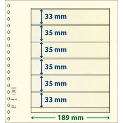 Feuilles neutres Lindner dT recto-verso à 6 bandes pour timbres.