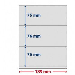 Feuilles plastique Lindner-T freestyle à 3 bandes pour carnets de timbres.