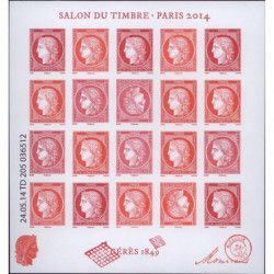 Feuillet de 20 timbres Cérès vermillon F4871 neuf**.