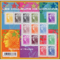 Feuillet de 13 timbres Les couleurs de Marianne F4409 neuf**.