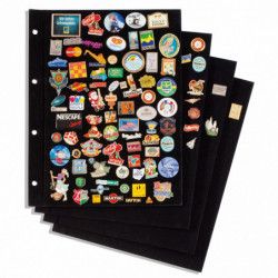 Feuilles rigides en velours noir pour album pin's.