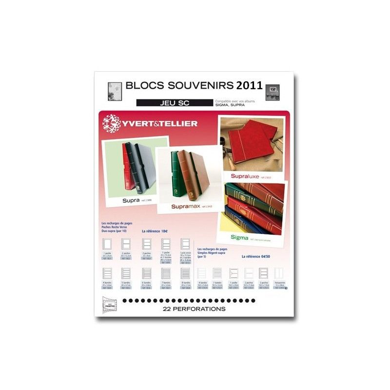 Jeux SC France blocs souvenirs 2011 avec pochettes de protection.