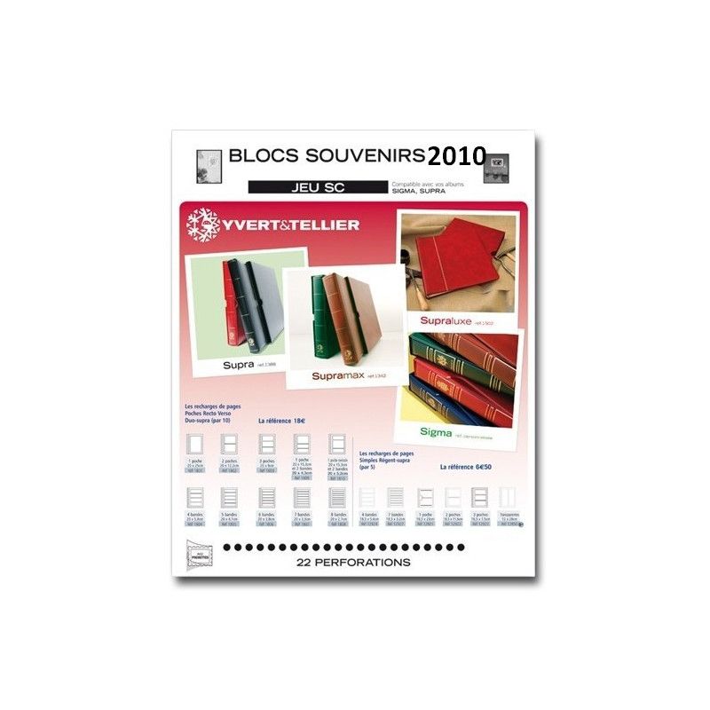 Jeux SC France blocs souvenirs 2010 avec pochettes de protection.