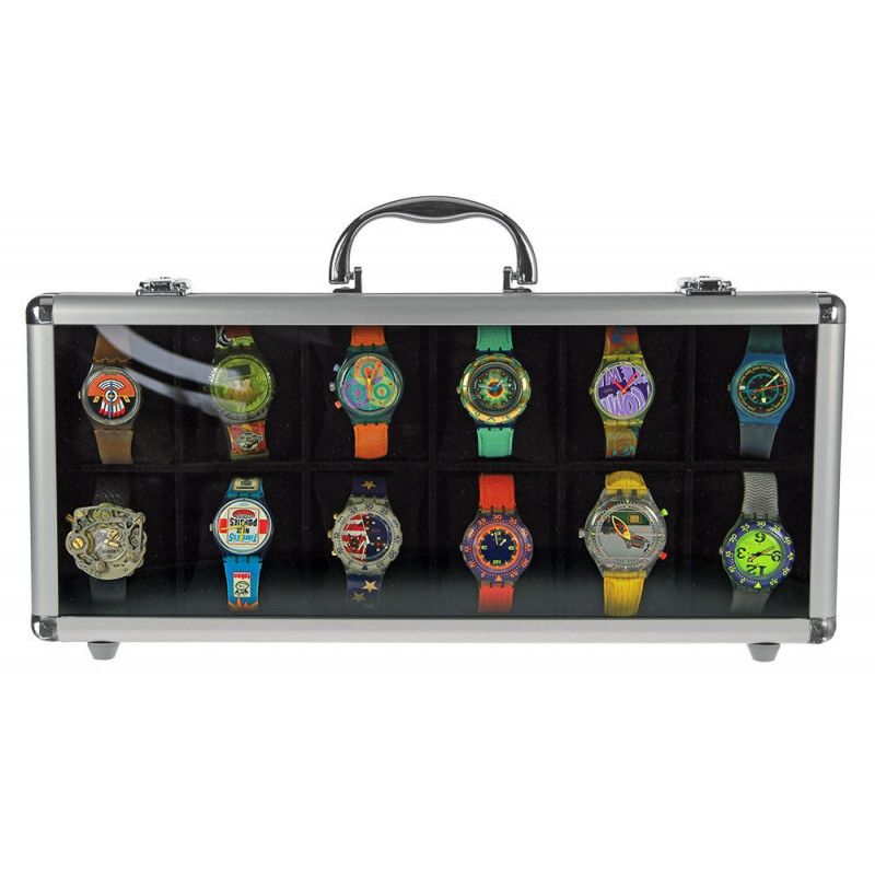 Mallette extra-large en alu pour 12 montres de collection.