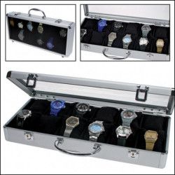 Mallette extra-large en alu pour 12 montres de collection.