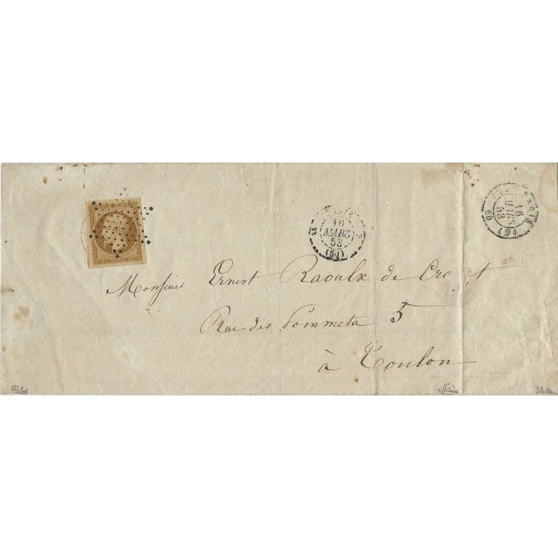 Présidence N°9 oblitéré càd rouge des imprimées en dessous de timbre. Unique.
