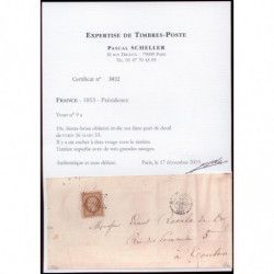 Présidence N°9 oblitéré càd rouge des imprimées en dessous de timbre. Unique.