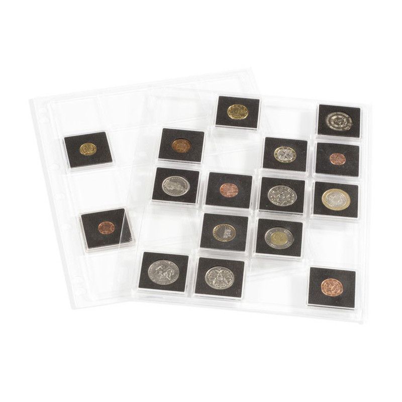 Feuilles en plastiques Encap, transparentes pour 20 capsules Quadrum 50 x 50 mm.
