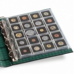 Feuilles en plastiques Encap, transparentes pour 20 capsules Quadrum 50 x 50 mm.