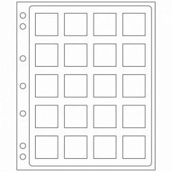 Feuilles en plastiques Encap, transparentes pour 20 capsules Quadrum 50 x 50 mm.