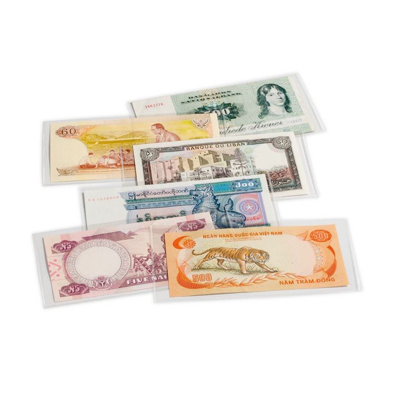 Pochettes de protection pour billets de banque 204 x 123 mm.