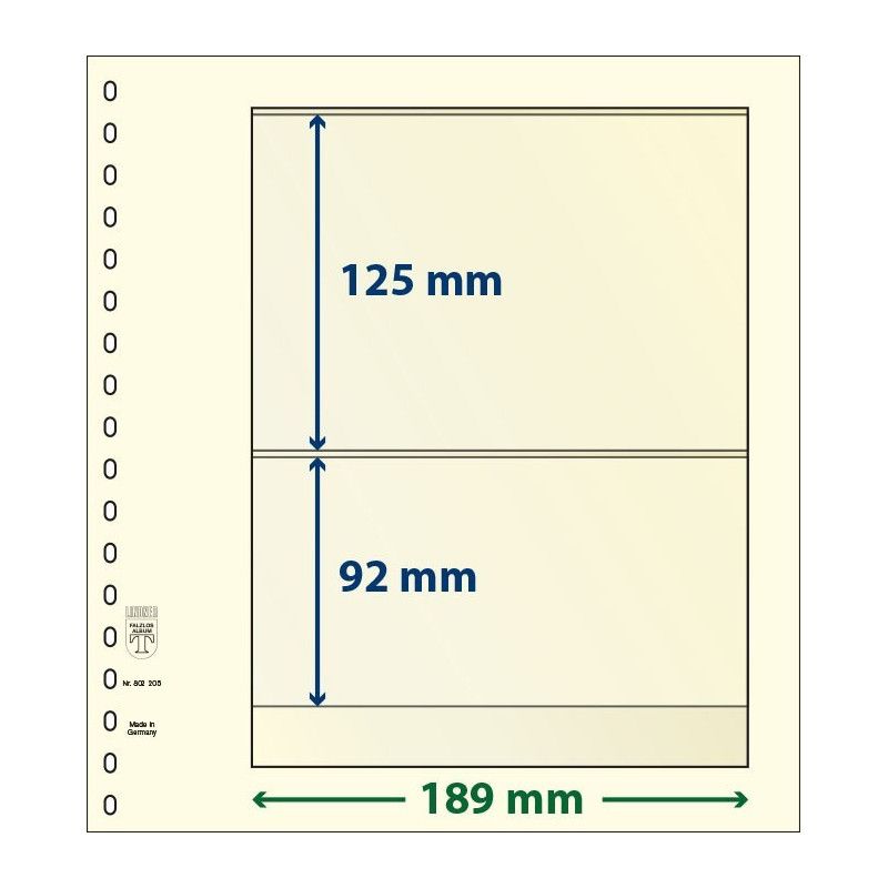 Feuille neutre Lindner-T à 2 bandes. (802 205)