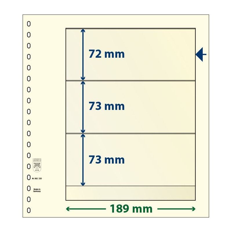Feuille neutre Lindner-T à 3 bandes. (802 320)