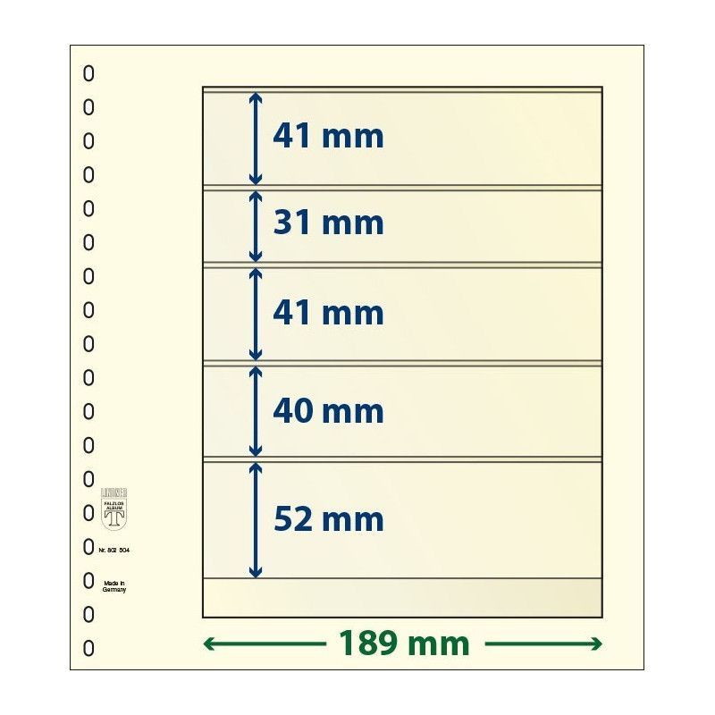 Feuille neutre Lindner-T à 5 bandes. (802 504)