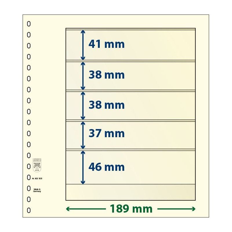 Feuille neutre Lindner-T à 5 bandes. (802 505)