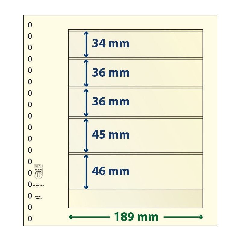 Feuille neutre Lindner-T à 5 bandes. (802 508)