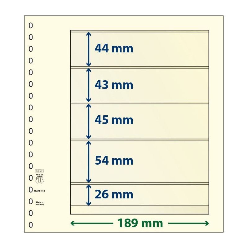 Feuille neutre Lindner-T à 5 bandes. (802 511)