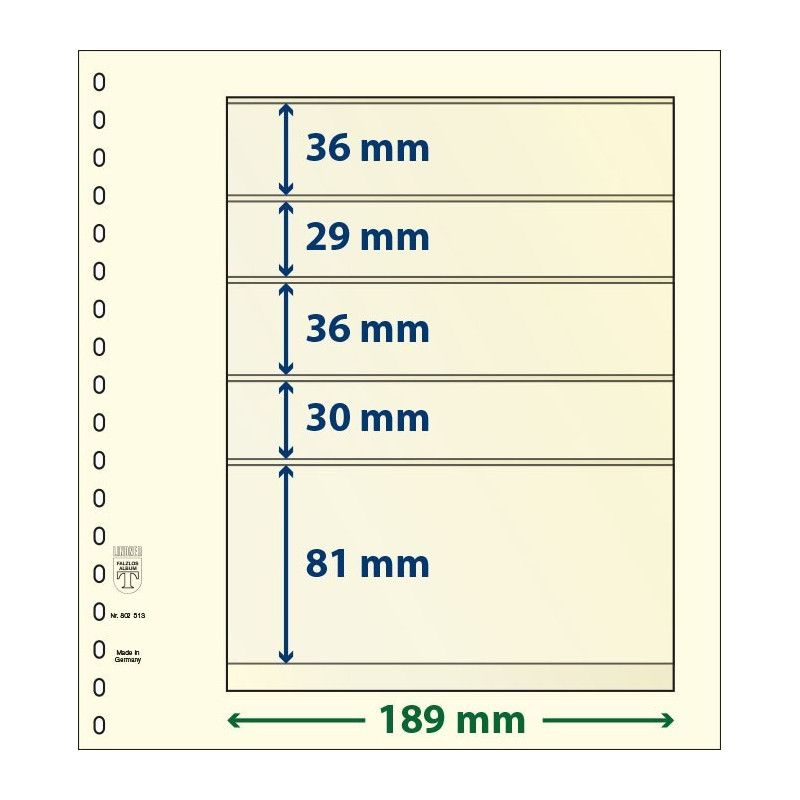 Feuille neutre Lindner-T à 5 bandes. (802 513)