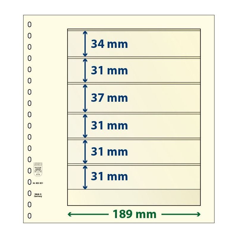 Feuille neutre Lindner-T à 6 bandes. (802 601)