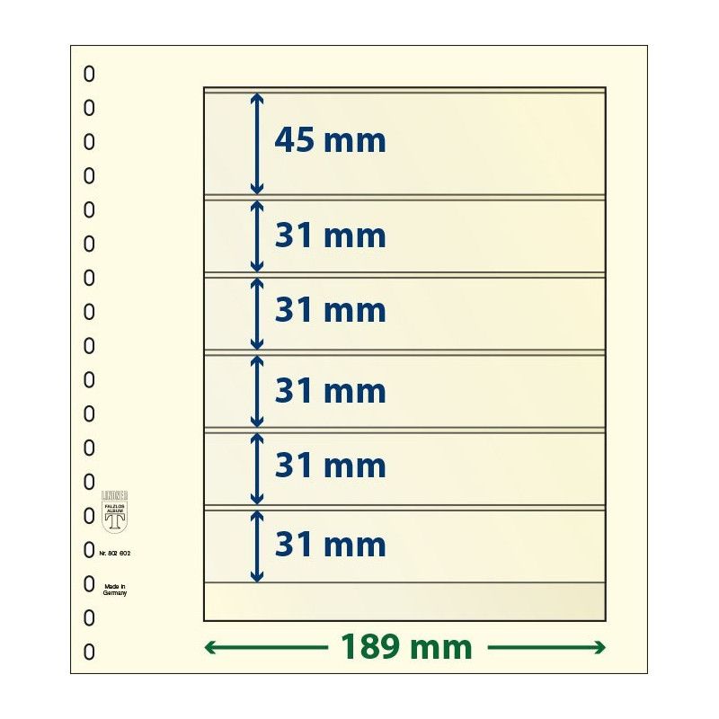 Feuille neutre Lindner-T à 6 bandes. (802 602)