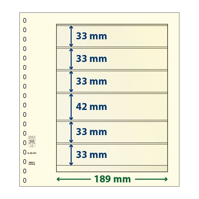 Feuille neutre Lindner-T à 6 bandes. (802 603)