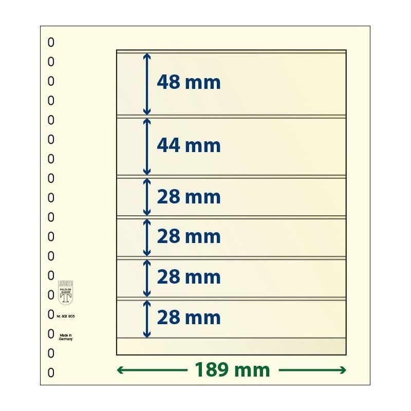 Feuille neutre Lindner-T à 6 bandes. (802 605)