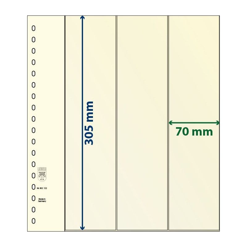 Feuille neutre Lindner-T à 3 bandes verticales pour carnets. (802 122)