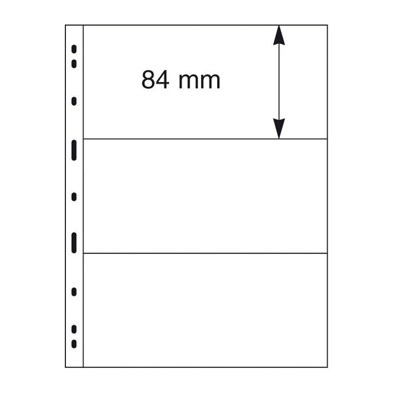 Feuilles Uniplate Lindner noires à 3 bandes pour billets de banque.