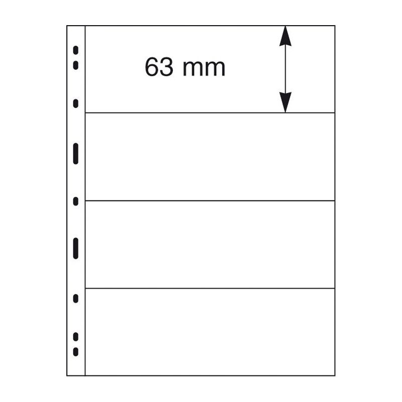 Feuilles Uniplate Lindner noires à 4 bandes pour timbres-postes.