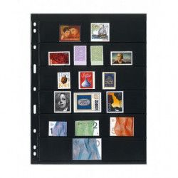 Feuilles Uniplate Lindner noires à 6 bandes pour timbres-postes.