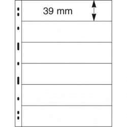 Feuilles Uniplate Lindner noires à 6 bandes pour timbres-postes.