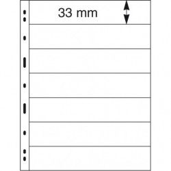 Feuilles Uniplate Lindner noires à 7 bandes pour timbres-postes.