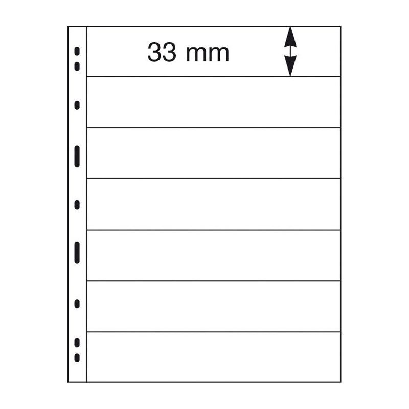 Feuilles Uniplate Lindner noires à 7 bandes pour timbres-postes.