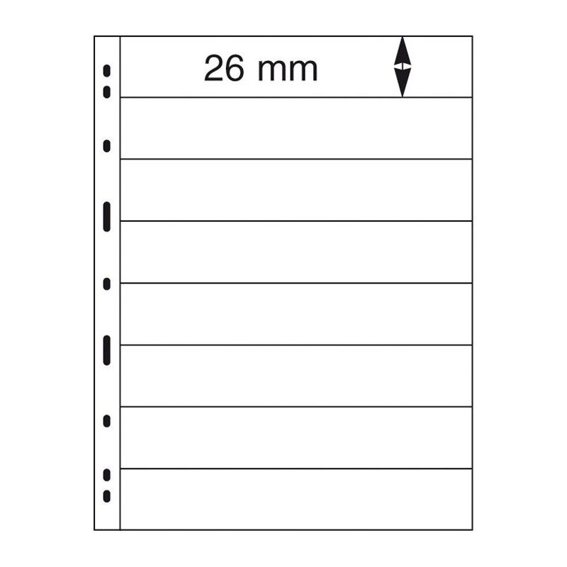 Feuilles Uniplate Lindner noires à 8 bandes pour timbres-postes.