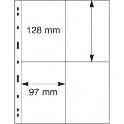 Feuilles Uniplate Lindner noires à 4 poches pour blocs, carnets de timbres.