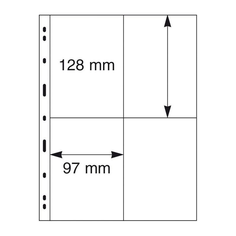 Feuilles Uniplate Lindner noires à 4 poches pour blocs, carnets de timbres.