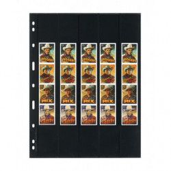 Feuilles Uniplate Lindner noires à 5 bandes pour roulettes de timbres-postes.