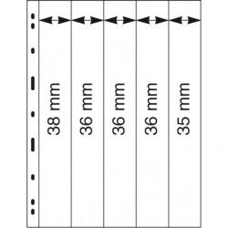 Feuilles Uniplate Lindner noires à 5 bandes pour roulettes de timbres-postes.